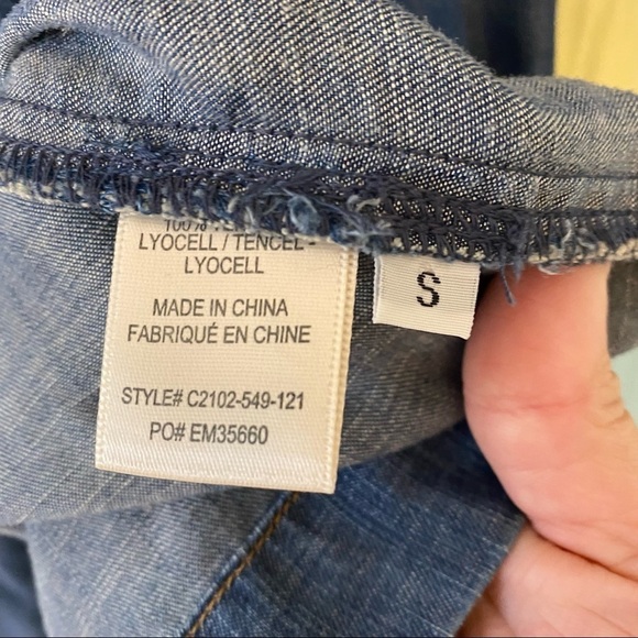 NWT cloth & stone Chambray Denim Trench Coat Jacket Sz Small - Picture 6 of 11